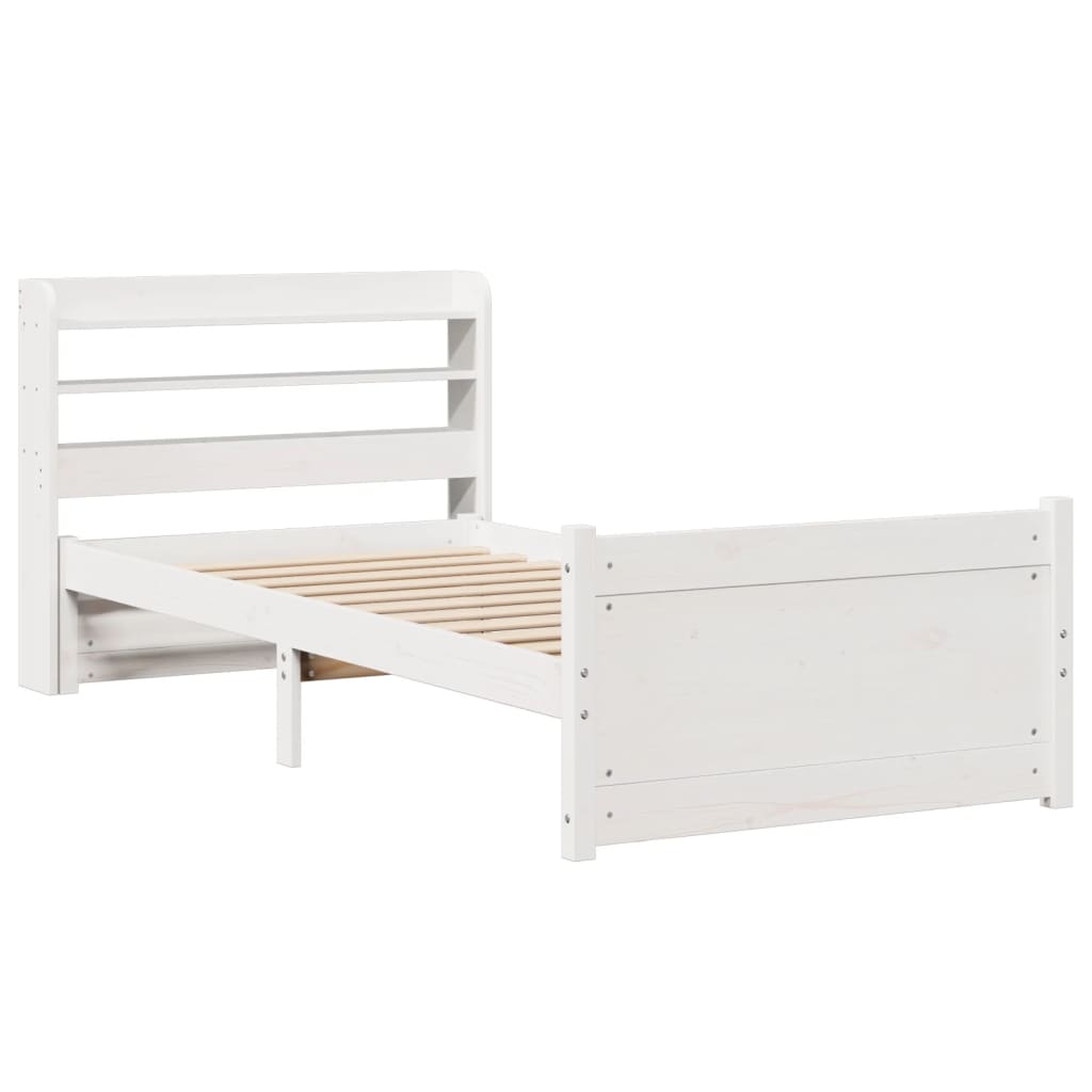 Bed Frame with Headboard without Mattress White 100x200 cm