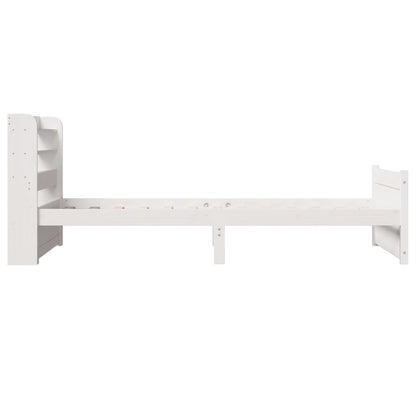 Bed Frame with Headboard without Mattress White 100x200 cm