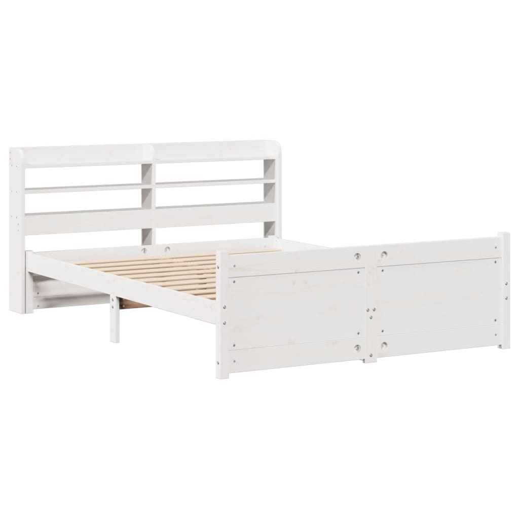 Bed Frame with Headboard without Mattress White 140x200 cm