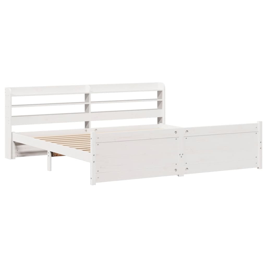 Bed Frame with Headboard without Mattress White 180x200 cm Super King