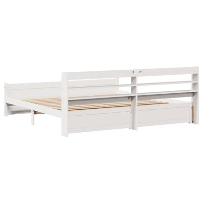 Bed Frame with Headboard without Mattress White 180x200 cm Super King