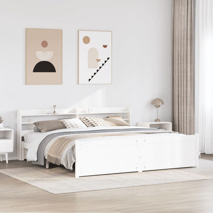 Bed Frame with Headboard without Mattress White 180x200 cm Super King