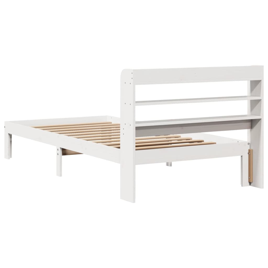 Bed Frame with Headboard without Mattress White 90x190 cm Single