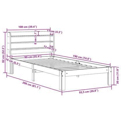 Bed Frame with Headboard without Mattress White 90x190 cm Single