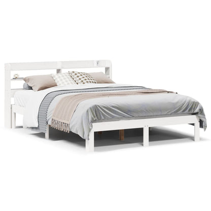 Bed Frame with Headboard without Mattress White 120x190 cm Small Double