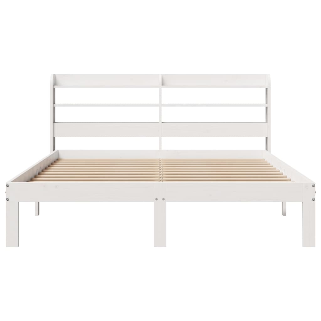 Bed Frame with Headboard without Mattress White 140x190 cm