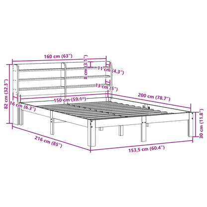 Bed Frame with Headboard without Mattress White 150x200 cm King Size