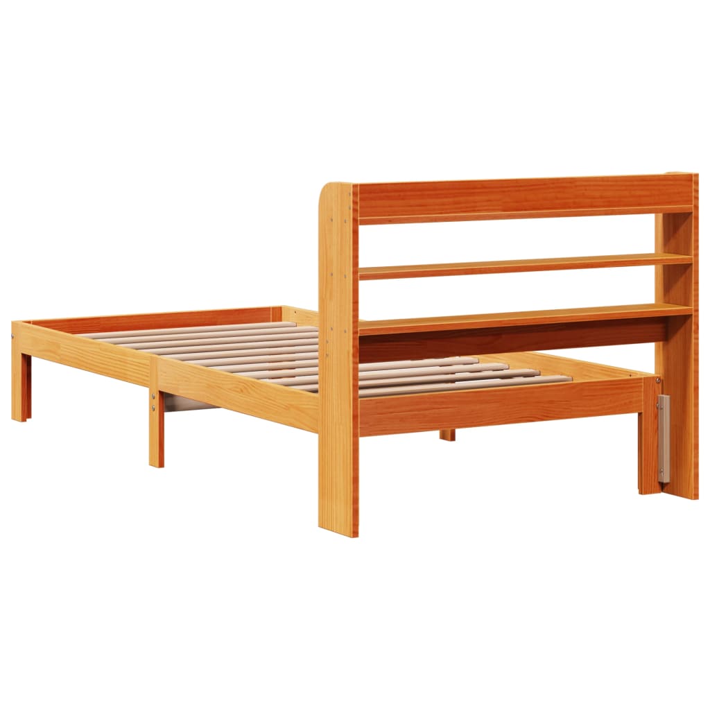 Bed Frame without Mattress Wax Brown 75x190 cm Small Single Solid Wood Pine