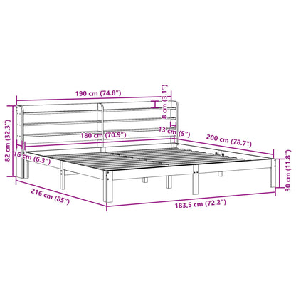 Bed Frame without Mattress Wax Brown 180x200 cm Super King Solid Wood Pine