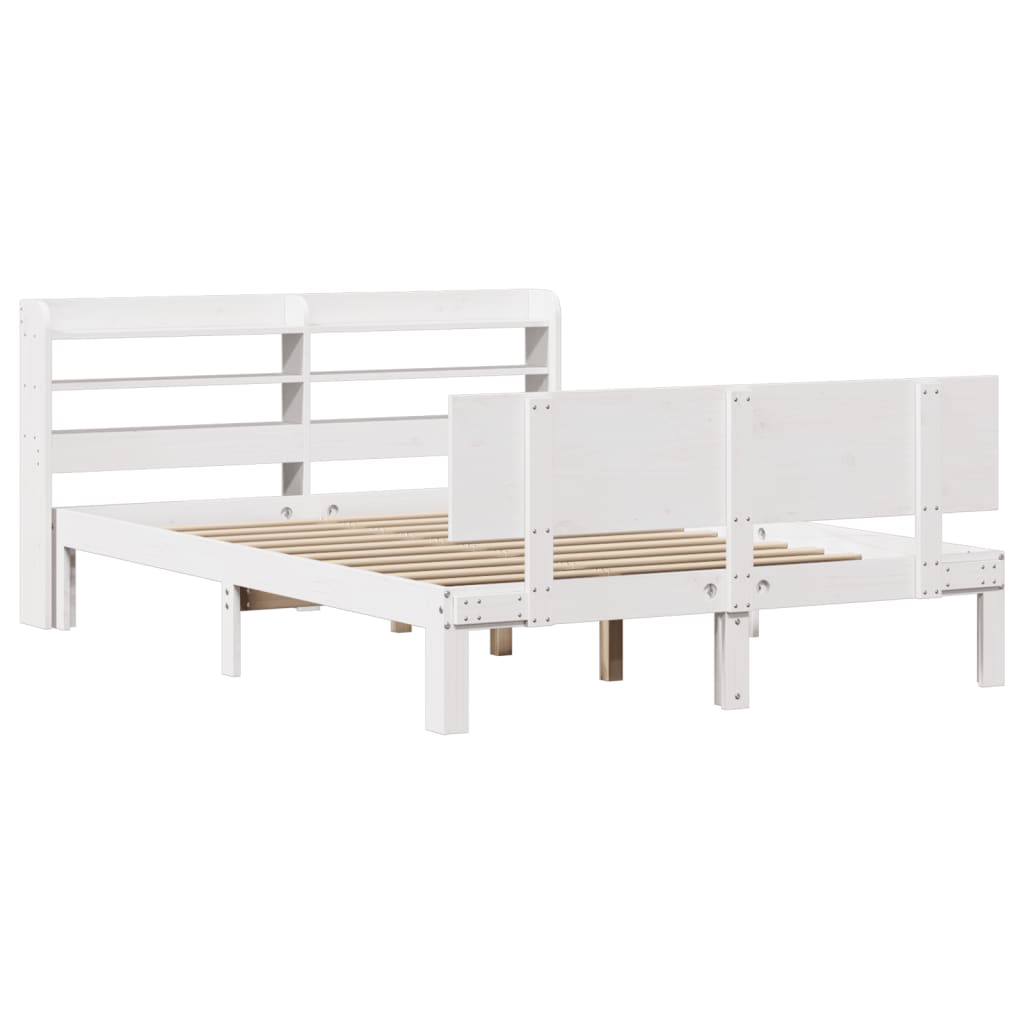 Bed Frame with Headboard without Mattress White 140x200 cm