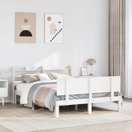 Bed Frame with Headboard without Mattress White 160x200 cm