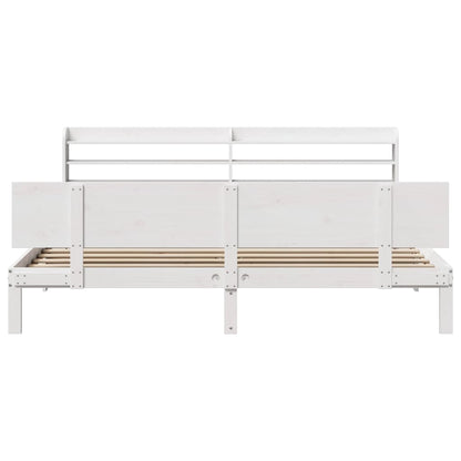 Bed Frame with Headboard without Mattress White 200x200 cm