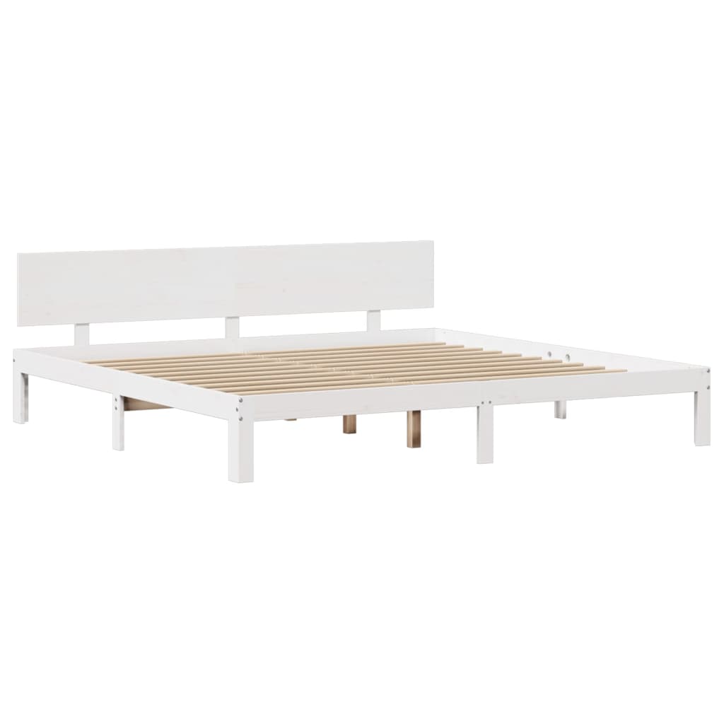 Bed Frame with Headboard without Mattress White 200x200 cm