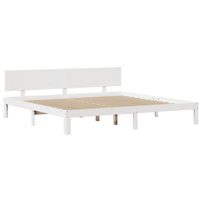 Bed Frame with Headboard without Mattress White 200x200 cm