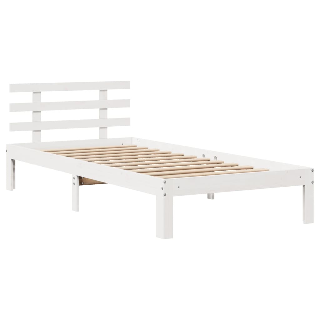 Bed Frame with Headboard without Mattress White 90x190 cm Single