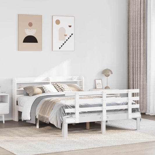 Bed Frame with Headboard without Mattress White 120x190 cm Small Double