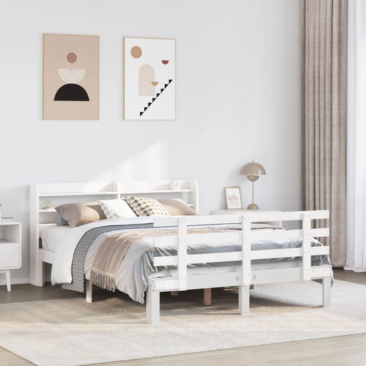 Bed Frame with Headboard without Mattress White 135x190 cm Double