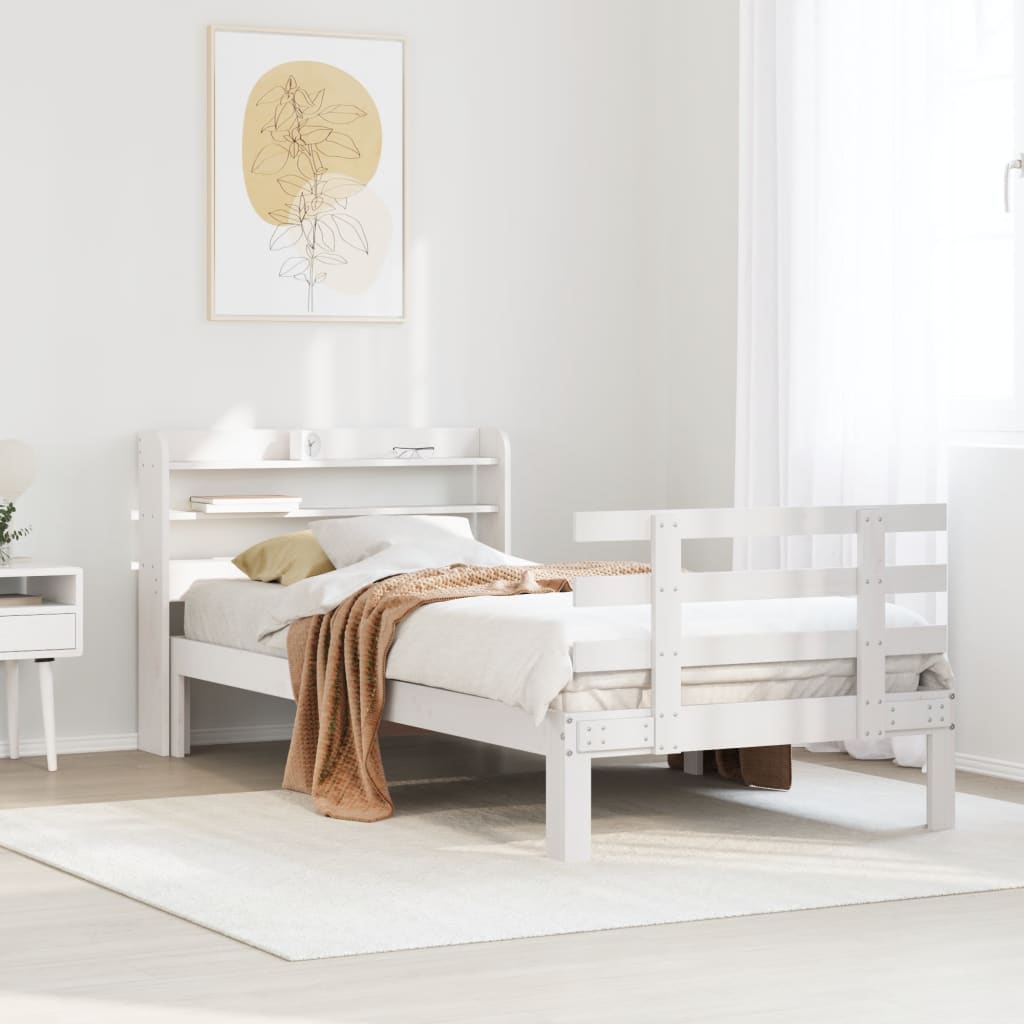 Bed Frame with Headboard without Mattress White 90x200 cm