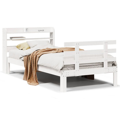 Bed Frame with Headboard without Mattress White 100x200 cm