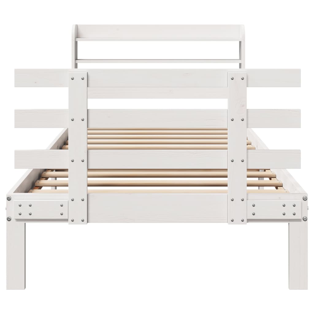 Bed Frame with Headboard without Mattress White 100x200 cm