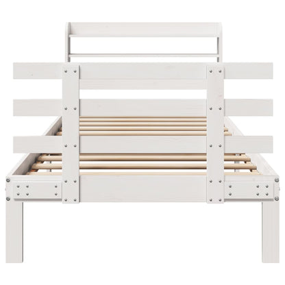 Bed Frame with Headboard without Mattress White 100x200 cm