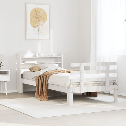 Bed Frame with Headboard without Mattress White 100x200 cm