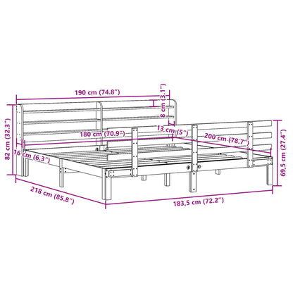 Bed Frame with Headboard without Mattress White 180x200 cm Super King