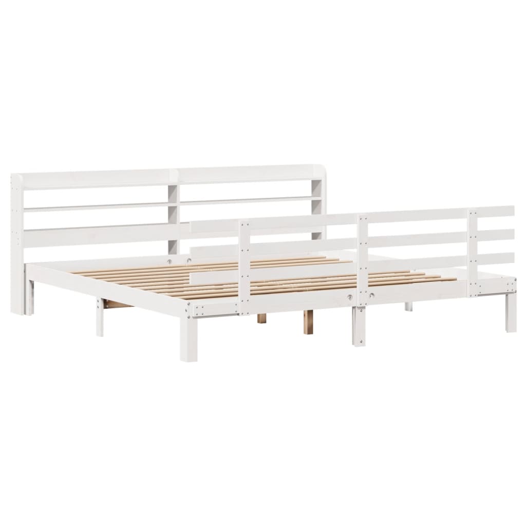 Bed Frame with Headboard without Mattress White 200x200 cm