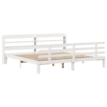 Bed Frame with Headboard without Mattress White 200x200 cm