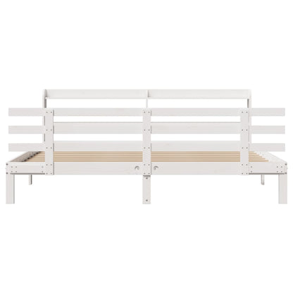 Bed Frame with Headboard without Mattress White 200x200 cm