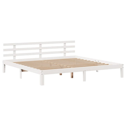 Bed Frame with Headboard without Mattress White 200x200 cm