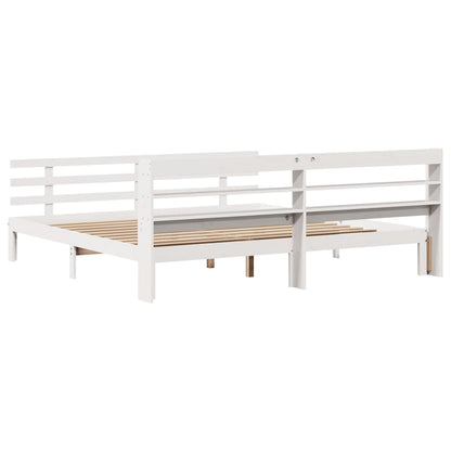 Bed Frame with Headboard without Mattress White 200x200 cm