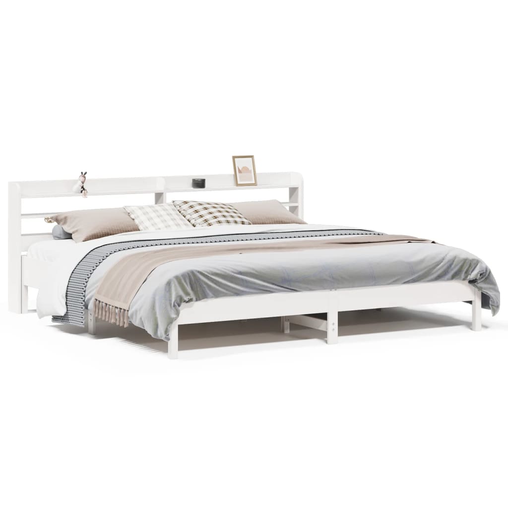 Bed Frame without Mattress White 180x200 cm Super King Solid Wood Pine