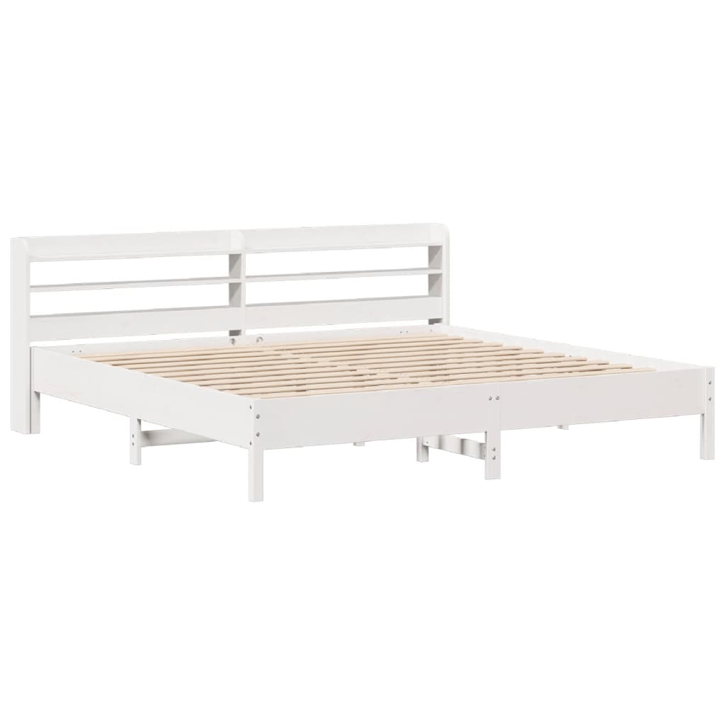 Bed Frame without Mattress White 180x200 cm Super King Solid Wood Pine