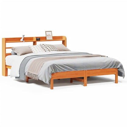 Bed Frame without Mattress Wax Brown 160x200 cm Solid Wood Pine