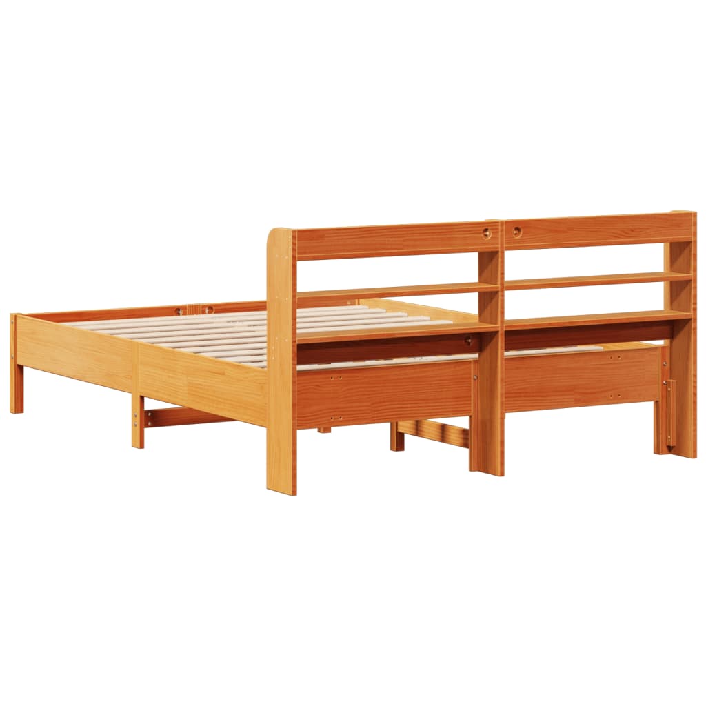 Bed Frame without Mattress Wax Brown 160x200 cm Solid Wood Pine