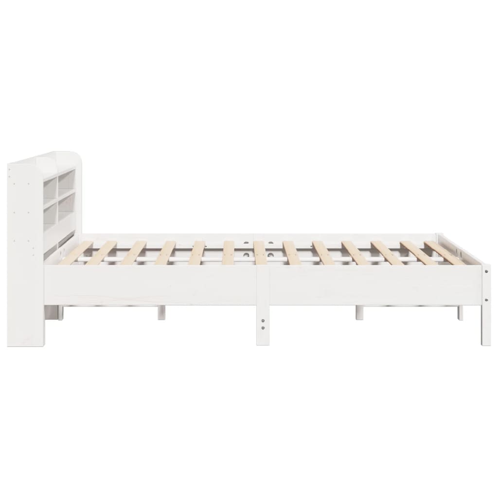Bed Frame without Mattress White 150x200 cm King Size Solid Wood Pine