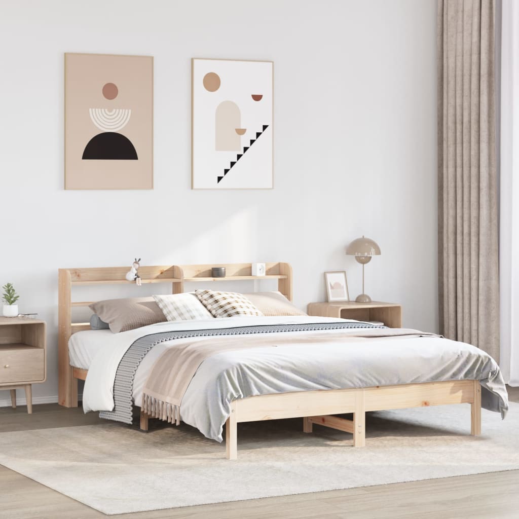 Bed Frame without Mattress 140x190 cm Solid Wood Pine