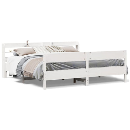 Bed Frame without Mattress White 200x200 cm Solid Wood Pine