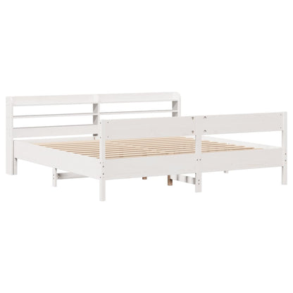 Bed Frame without Mattress White 200x200 cm Solid Wood Pine