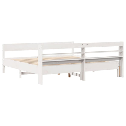 Bed Frame without Mattress White 200x200 cm Solid Wood Pine
