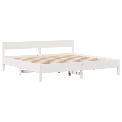 Bed Frame without Mattress White 200x200 cm Solid Wood Pine