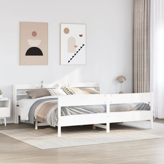 Bed Frame without Mattress White 200x200 cm Solid Wood Pine
