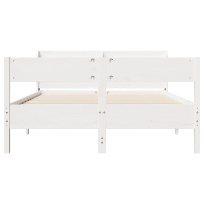 Bed Frame without Mattress White 150x200 cm King Size Solid Wood Pine