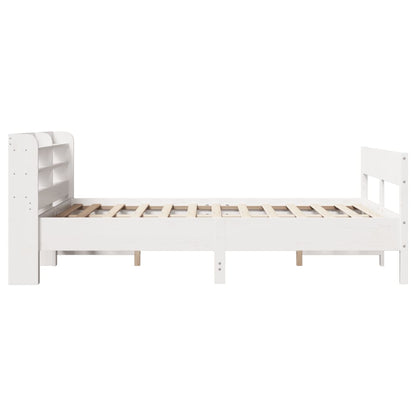 Bed Frame without Mattress White 150x200 cm King Size Solid Wood Pine