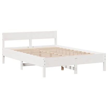 Bed Frame without Mattress White 150x200 cm King Size Solid Wood Pine
