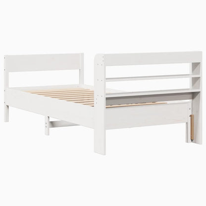 Bed Frame without Mattress White 75x190 cm Small Single Solid Wood Pine
