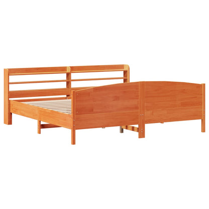 Bed Frame without Mattress Wax Brown 180x200 cm Super King Solid Wood Pine