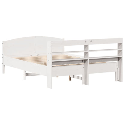 Bed Frame without Mattress White 150x200 cm King Size Solid Wood Pine