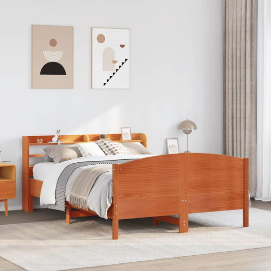 Bed Frame without Mattress Wax Brown 150x200 cm King Size Solid Wood Pine